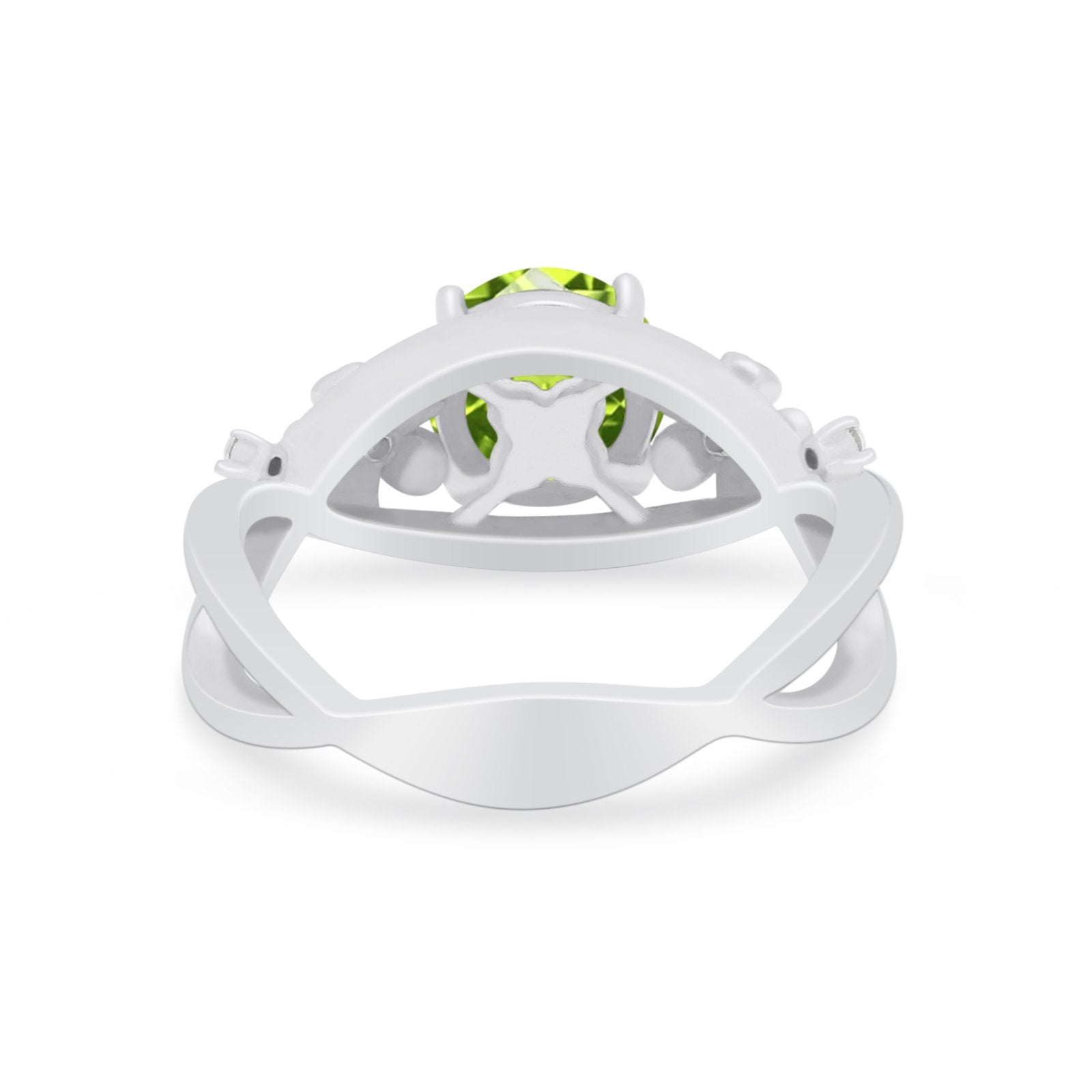 Art Deco Plumeria Flower Infinity Shank Engagement Ring Simulated Cubic Zirconia 925 Sterling Silver