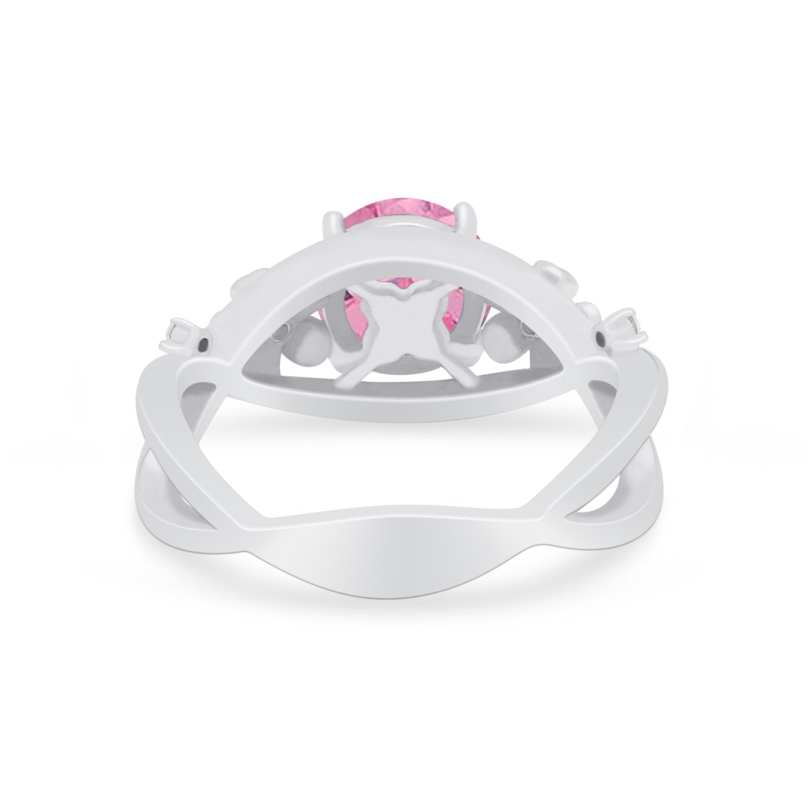 Art Deco Plumeria Flower Infinity Shank Engagement Ring Simulated Cubic Zirconia 925 Sterling Silver