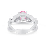 Art Deco Plumeria Flower Infinity Shank Engagement Ring Simulated Cubic Zirconia 925 Sterling Silver