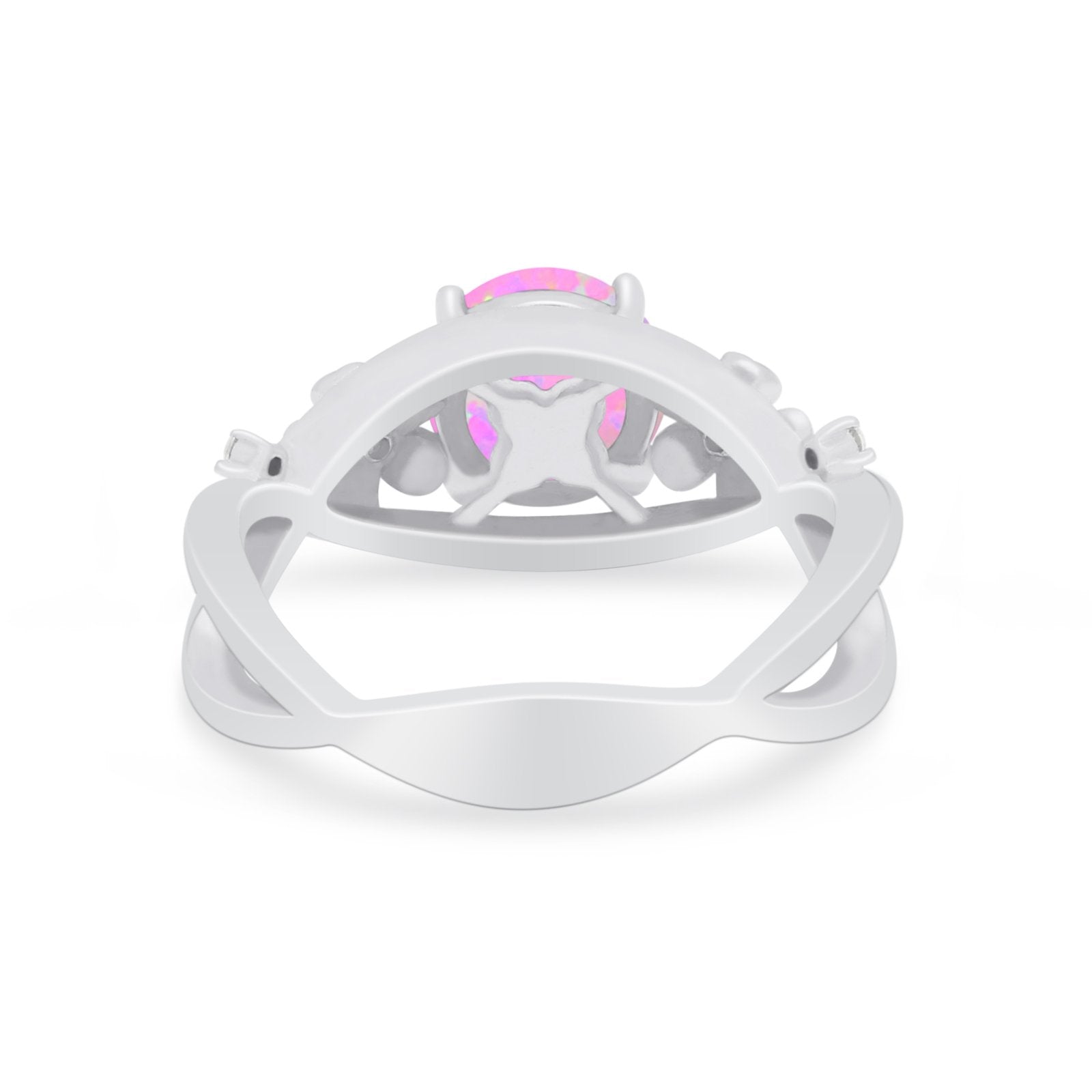 Art Deco Plumeria Flower Infinity Shank Engagement Ring Simulated Cubic Zirconia 925 Sterling Silver