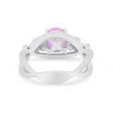 Art Deco Plumeria Flower Infinity Shank Engagement Ring Simulated Cubic Zirconia 925 Sterling Silver