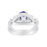 Art Deco Plumeria Flower Infinity Shank Engagement Ring Simulated Cubic Zirconia 925 Sterling Silver
