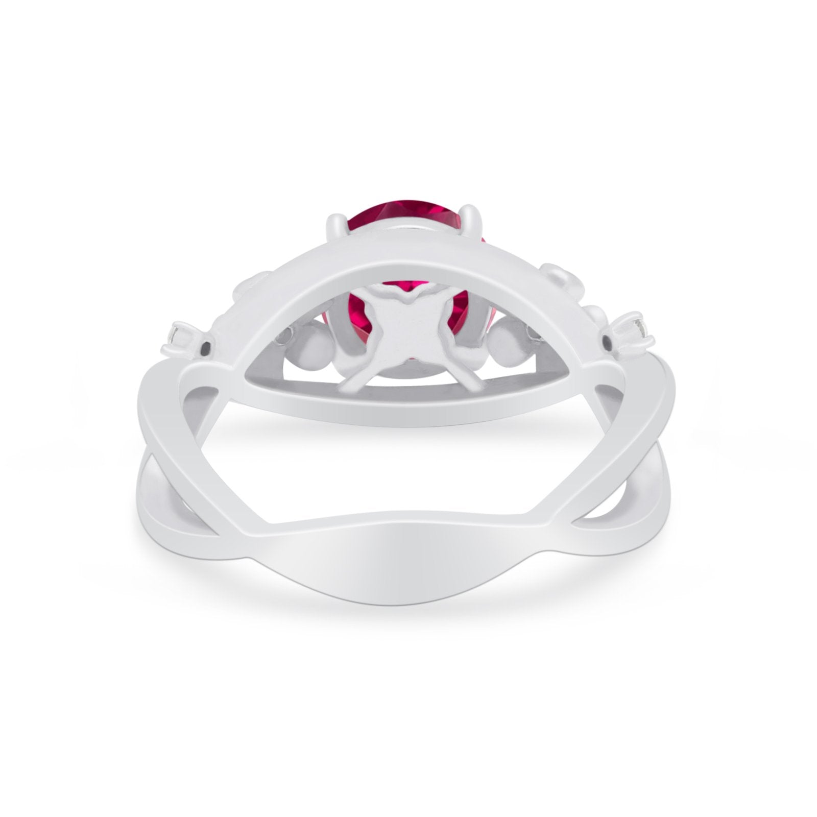 Art Deco Plumeria Flower Infinity Shank Engagement Ring Simulated Cubic Zirconia 925 Sterling Silver