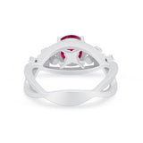 Art Deco Plumeria Flower Infinity Shank Engagement Ring Simulated Cubic Zirconia 925 Sterling Silver