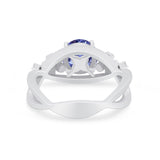 Art Deco Plumeria Flower Infinity Shank Engagement Ring Simulated Cubic Zirconia 925 Sterling Silver