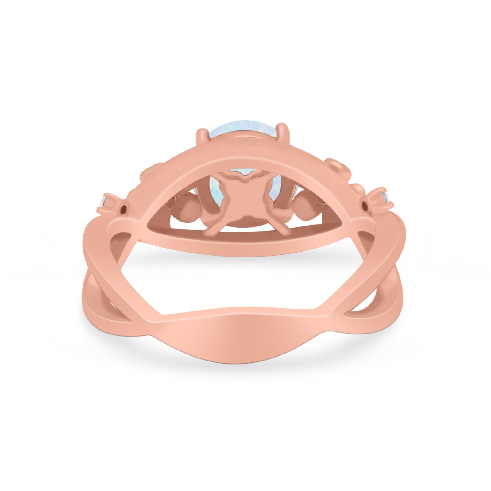 Art Deco Plumeria Flower Infinity Shank Engagement Ring Simulated Cubic Zirconia 925 Sterling Silver