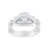 Art Deco Plumeria Flower Infinity Shank Engagement Ring Simulated Cubic Zirconia 925 Sterling Silver