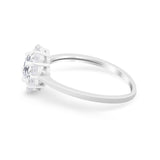 Floral Wedding Ring Petite Dainty Simulated Cubic Zirconia 925 Sterling Silver