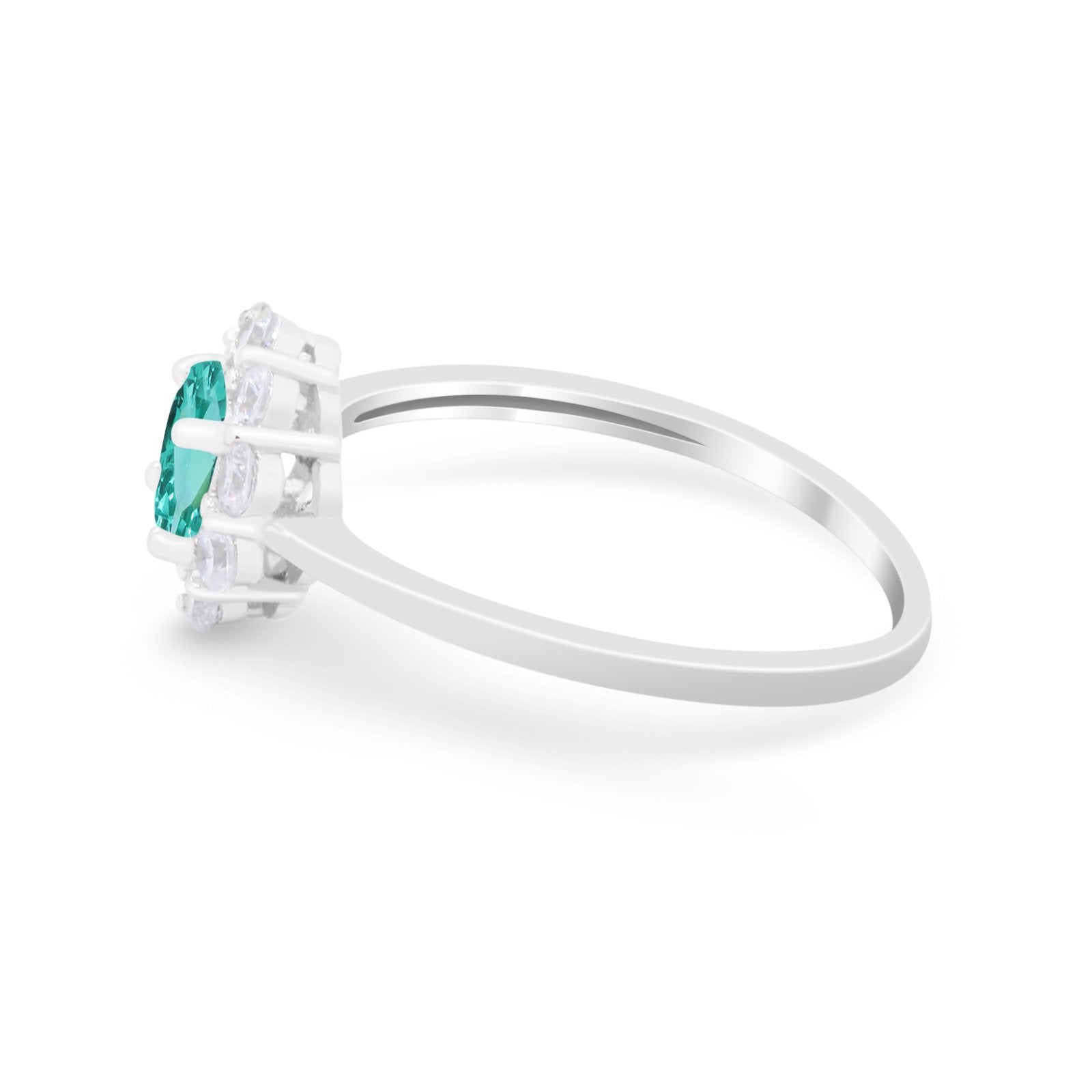 Floral Wedding Ring Petite Dainty Simulated Cubic Zirconia 925 Sterling Silver