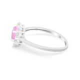 Floral Wedding Ring Petite Dainty Simulated Cubic Zirconia 925 Sterling Silver