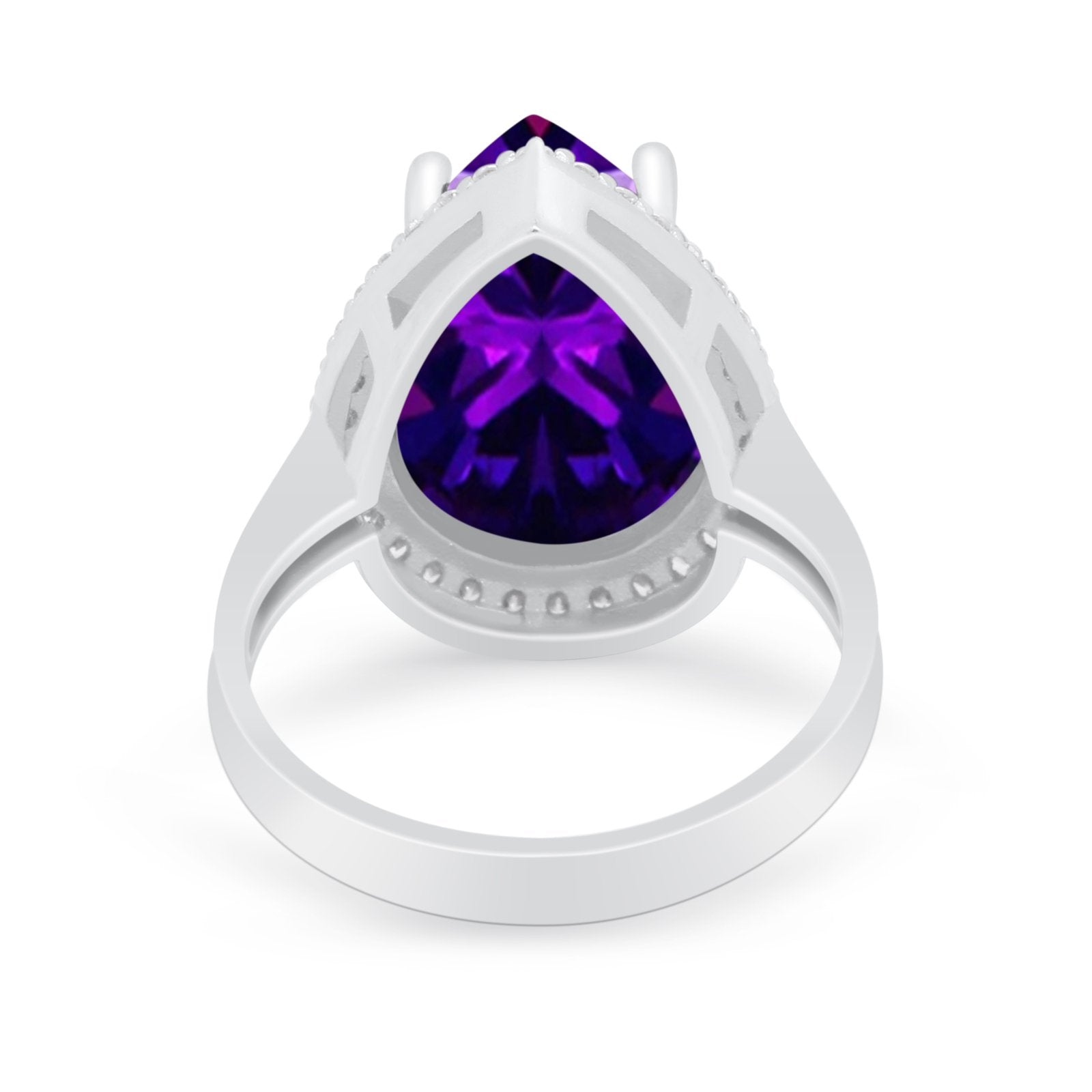 Teardrop Cocktail Engagement Ring Pear Simulated Cubic Zirconia 925 Sterling Silver