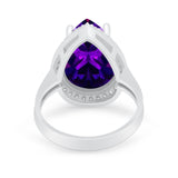 Teardrop Cocktail Engagement Ring Pear Simulated Cubic Zirconia 925 Sterling Silver