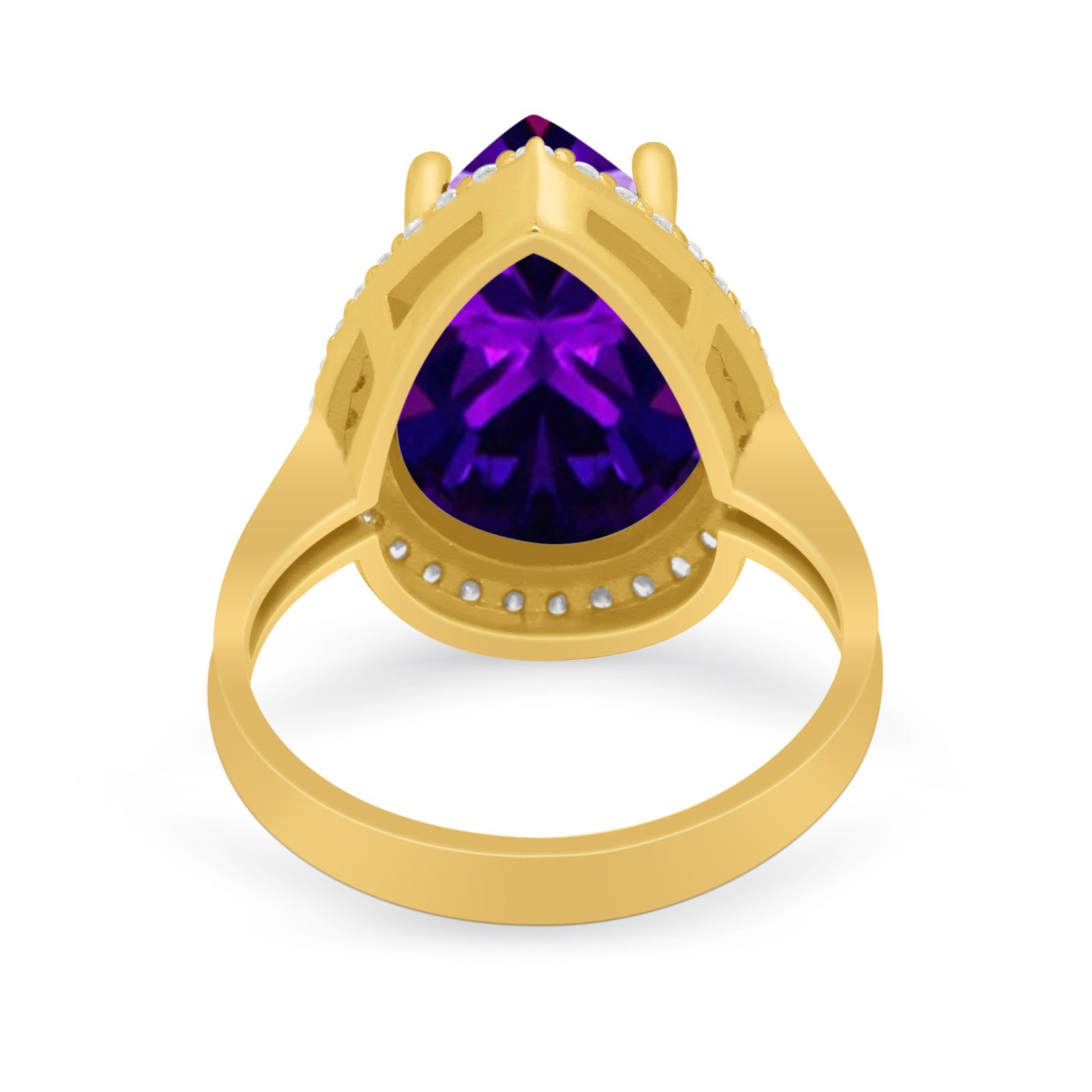 Teardrop Cocktail Engagement Ring Pear Simulated Cubic Zirconia 925 Sterling Silver
