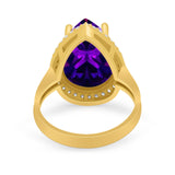 Teardrop Cocktail Engagement Ring Pear Simulated Cubic Zirconia 925 Sterling Silver