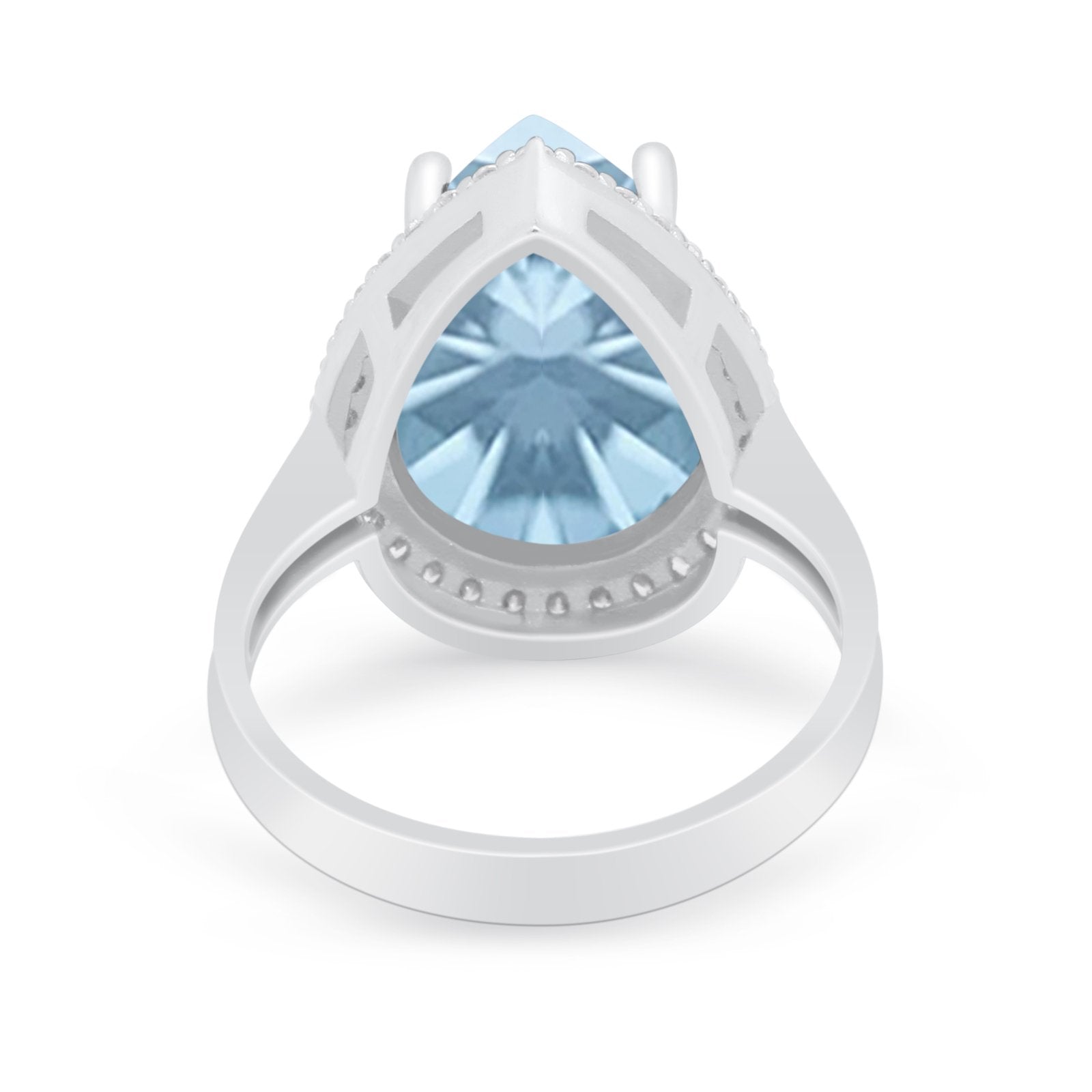 Teardrop Cocktail Engagement Ring Pear Simulated Cubic Zirconia 925 Sterling Silver