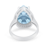 Teardrop Cocktail Engagement Ring Pear Simulated Cubic Zirconia 925 Sterling Silver