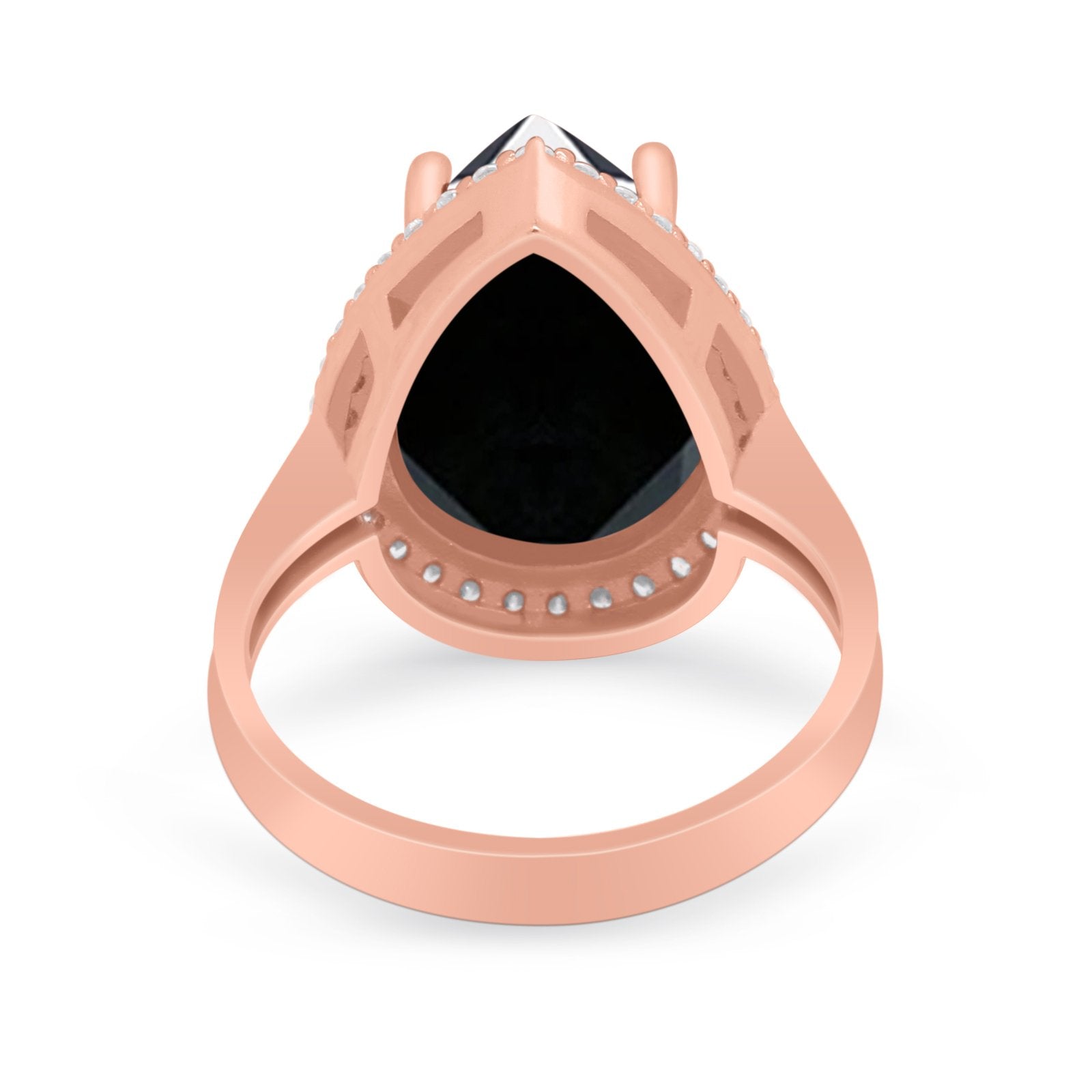 Teardrop Cocktail Engagement Ring Pear Simulated Cubic Zirconia 925 Sterling Silver