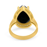 Teardrop Cocktail Engagement Ring Pear Simulated Cubic Zirconia 925 Sterling Silver