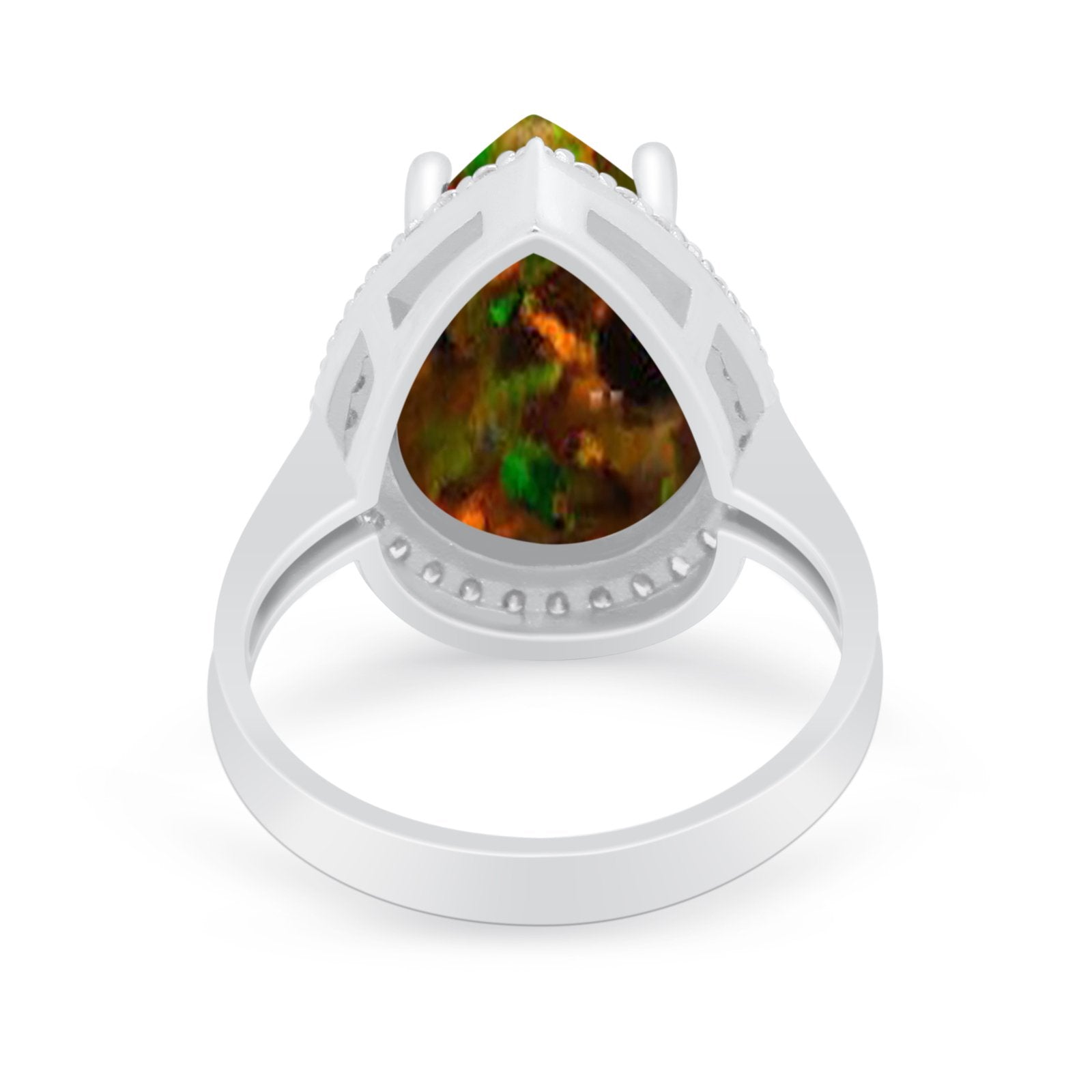 Teardrop Cocktail Engagement Ring Pear Simulated Cubic Zirconia 925 Sterling Silver