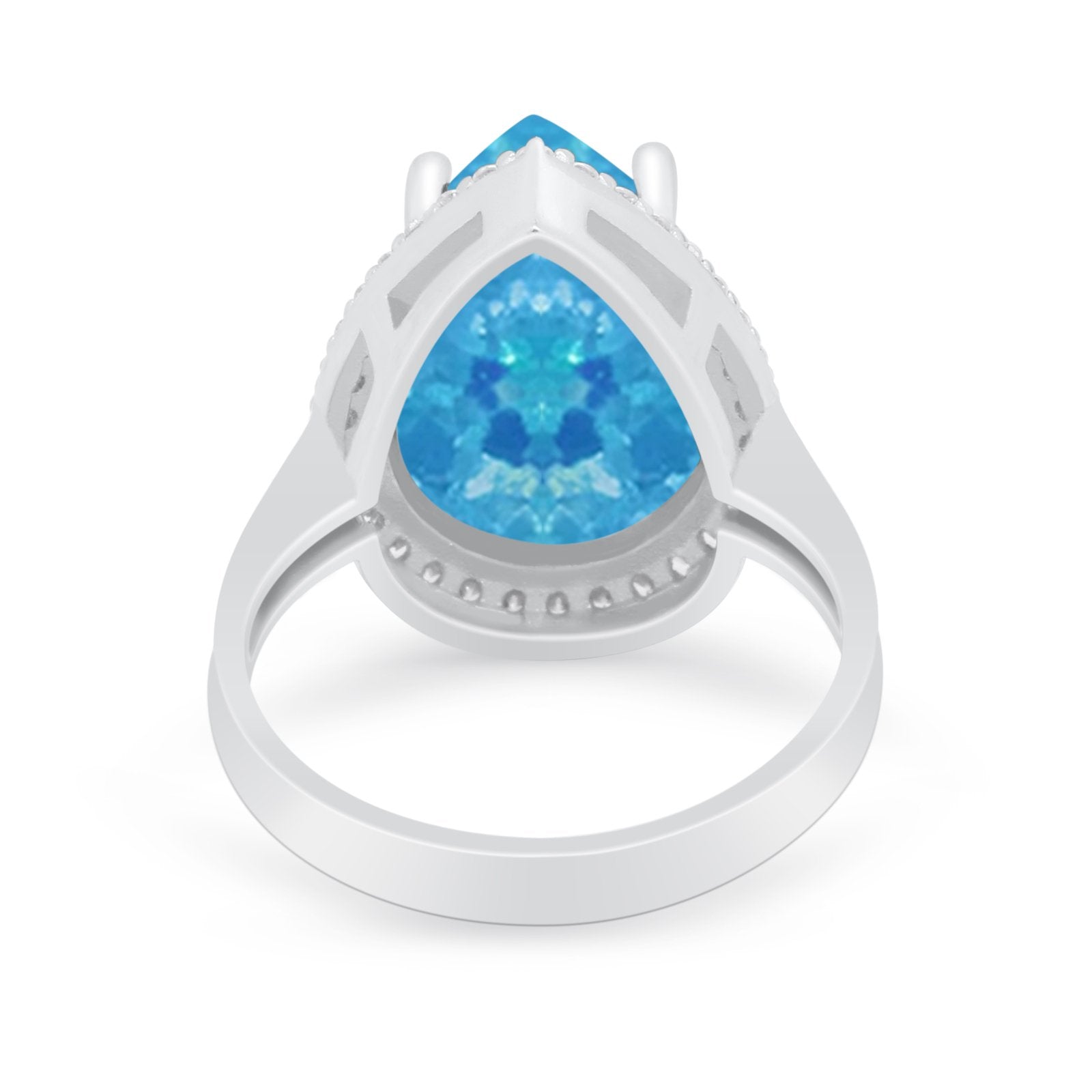 Teardrop Cocktail Engagement Ring Pear Simulated Cubic Zirconia 925 Sterling Silver