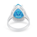 Teardrop Cocktail Engagement Ring Pear Simulated Cubic Zirconia 925 Sterling Silver