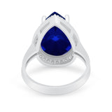 Teardrop Cocktail Engagement Ring Pear Simulated Cubic Zirconia 925 Sterling Silver