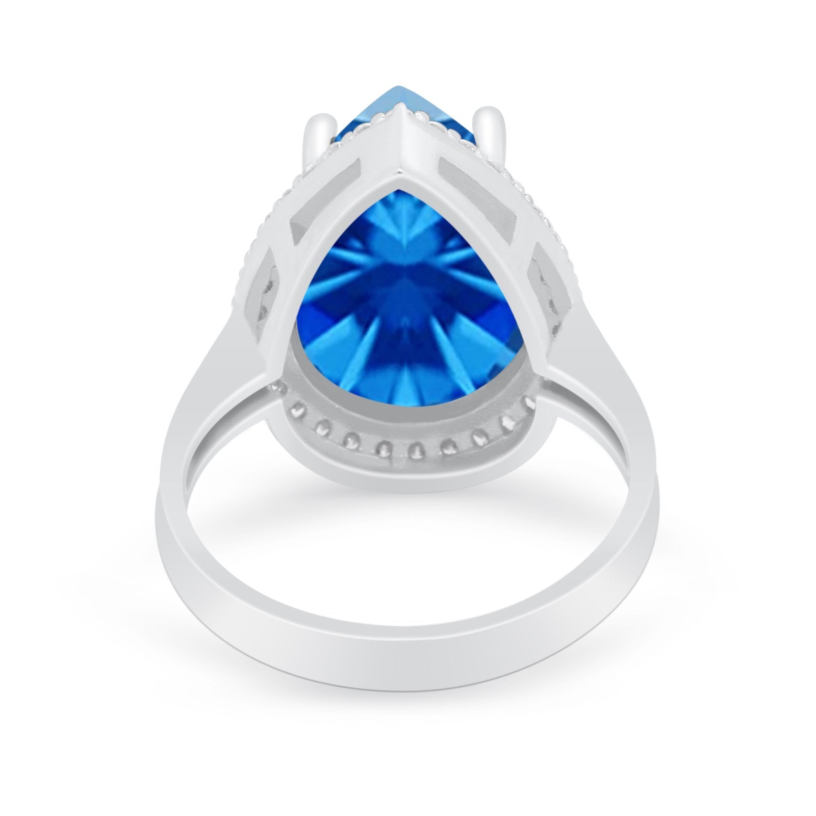 Teardrop Cocktail Engagement Ring Pear Simulated Cubic Zirconia 925 Sterling Silver