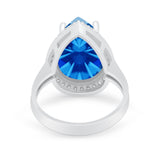 Teardrop Cocktail Engagement Ring Pear Simulated Cubic Zirconia 925 Sterling Silver