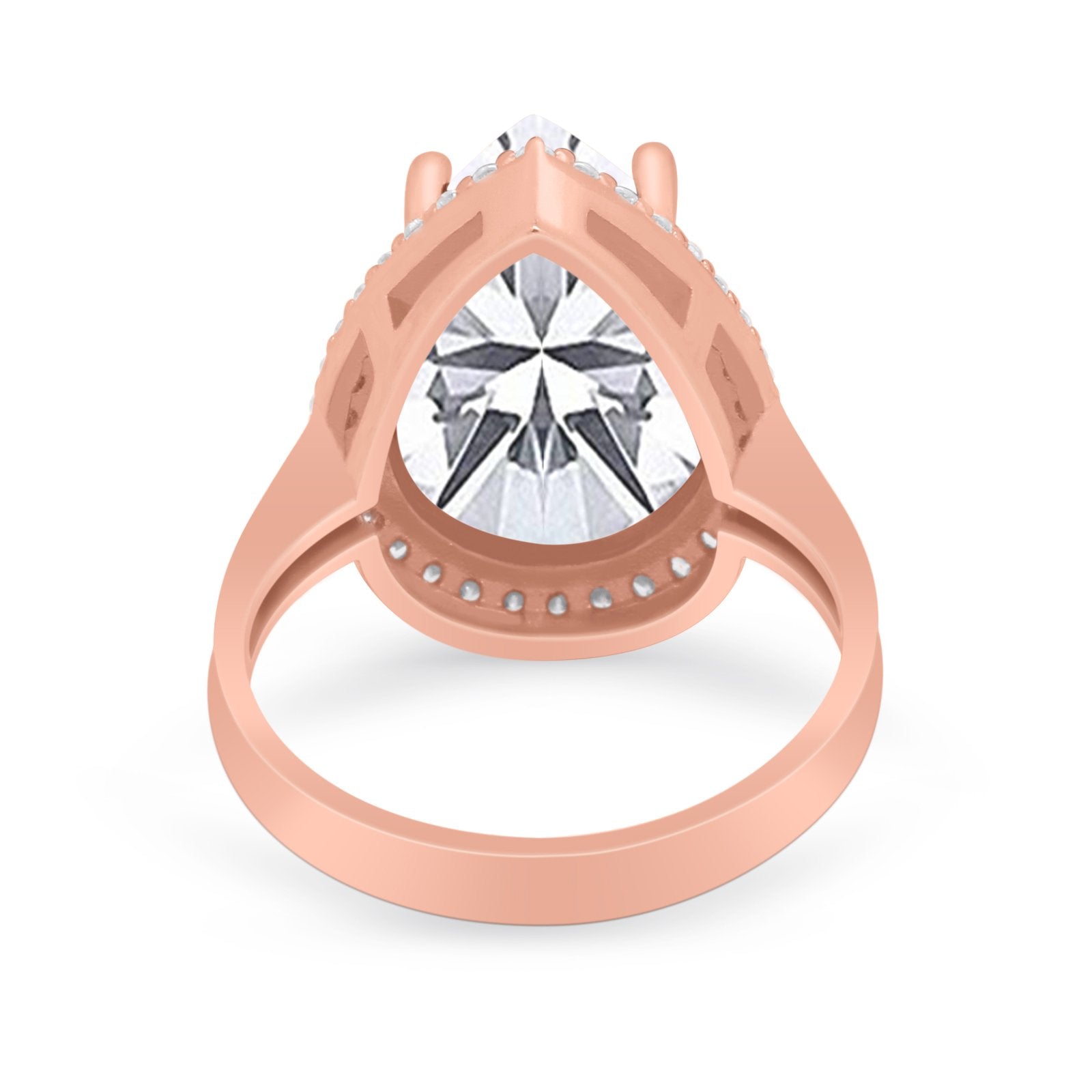 Teardrop Cocktail Engagement Ring Pear Simulated Cubic Zirconia 925 Sterling Silver