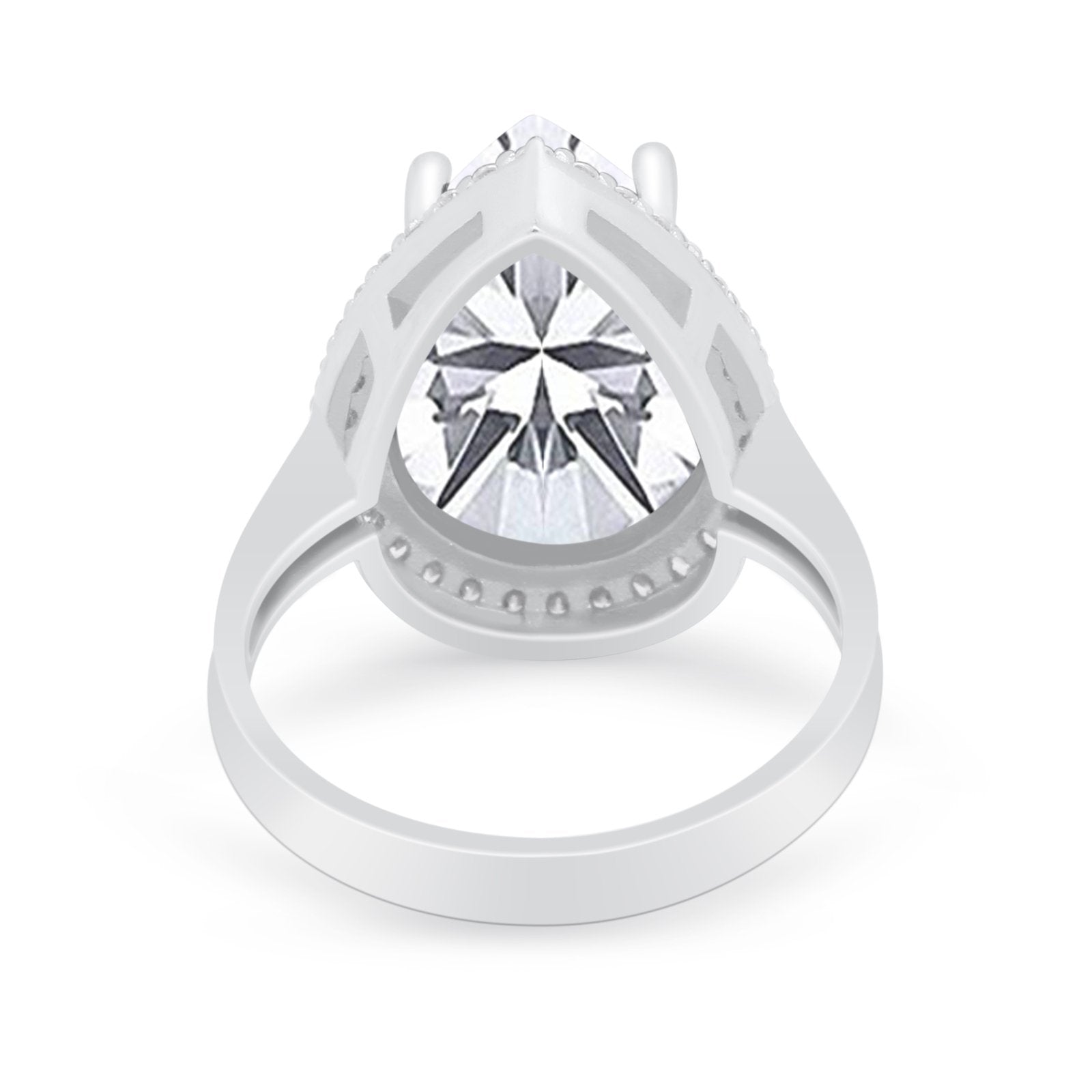 Teardrop Cocktail Engagement Ring Pear Simulated Cubic Zirconia 925 Sterling Silver