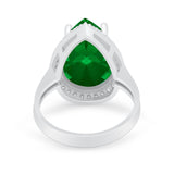 Teardrop Cocktail Engagement Ring Pear Simulated Cubic Zirconia 925 Sterling Silver