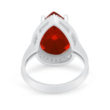 Teardrop Cocktail Engagement Ring Pear Simulated Cubic Zirconia 925 Sterling Silver