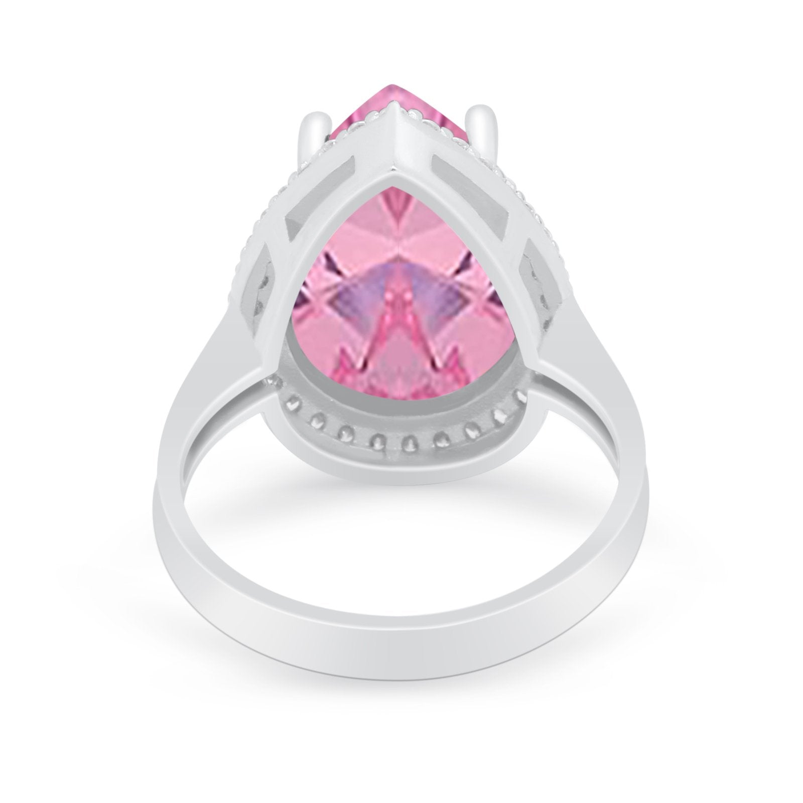 Teardrop Cocktail Engagement Ring Pear Simulated Cubic Zirconia 925 Sterling Silver
