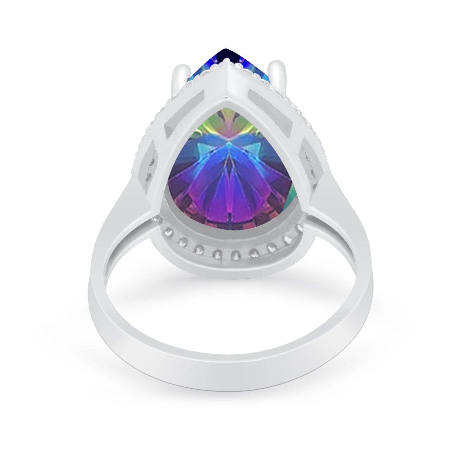 Teardrop Cocktail Engagement Ring Pear Simulated Cubic Zirconia 925 Sterling Silver