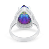 Teardrop Cocktail Engagement Ring Pear Simulated Cubic Zirconia 925 Sterling Silver