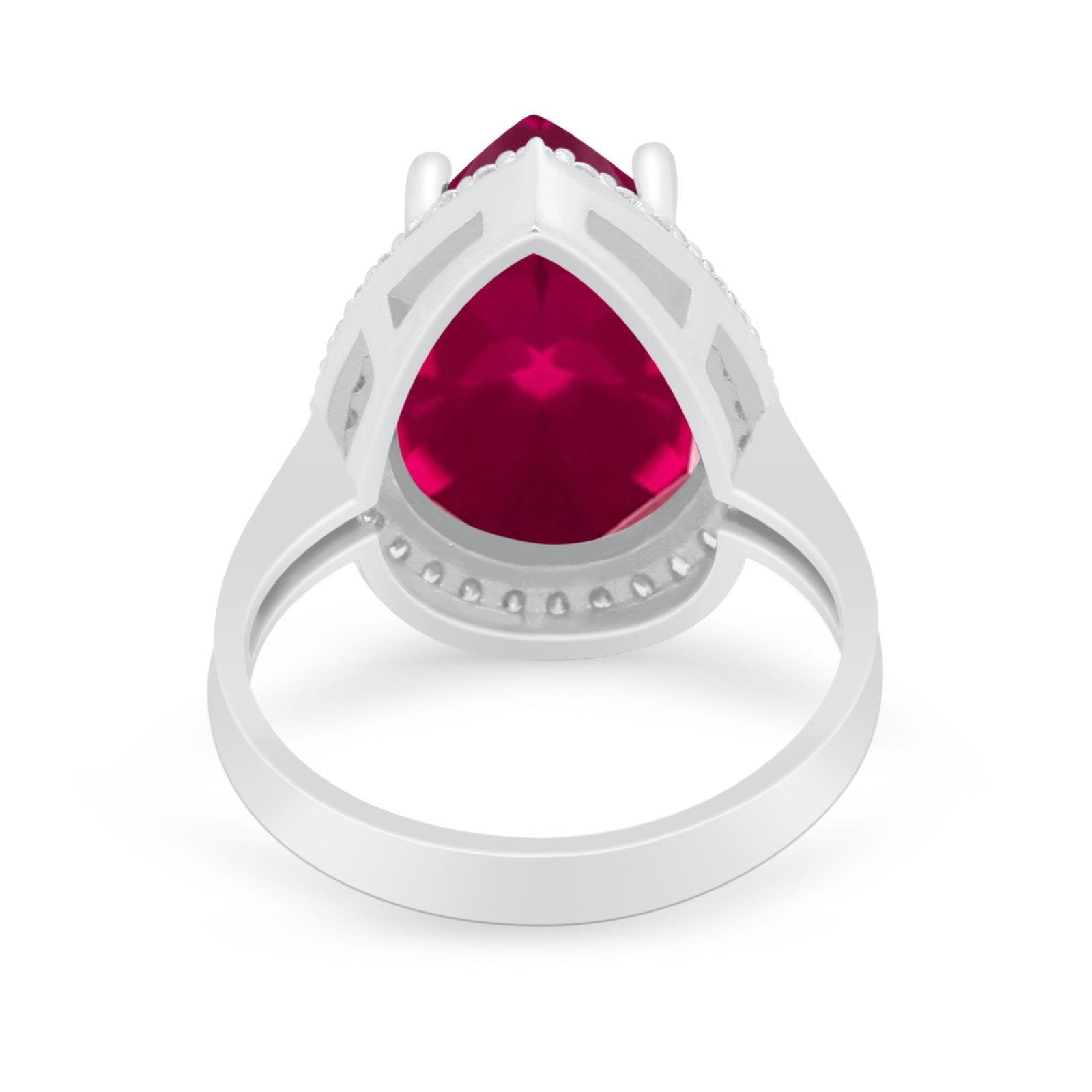 Teardrop Cocktail Engagement Ring Pear Simulated Cubic Zirconia 925 Sterling Silver