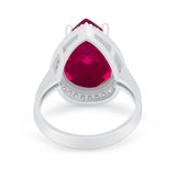 Teardrop Cocktail Engagement Ring Pear Simulated Cubic Zirconia 925 Sterling Silver