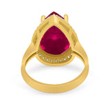 Teardrop Cocktail Engagement Ring Pear Simulated Cubic Zirconia 925 Sterling Silver