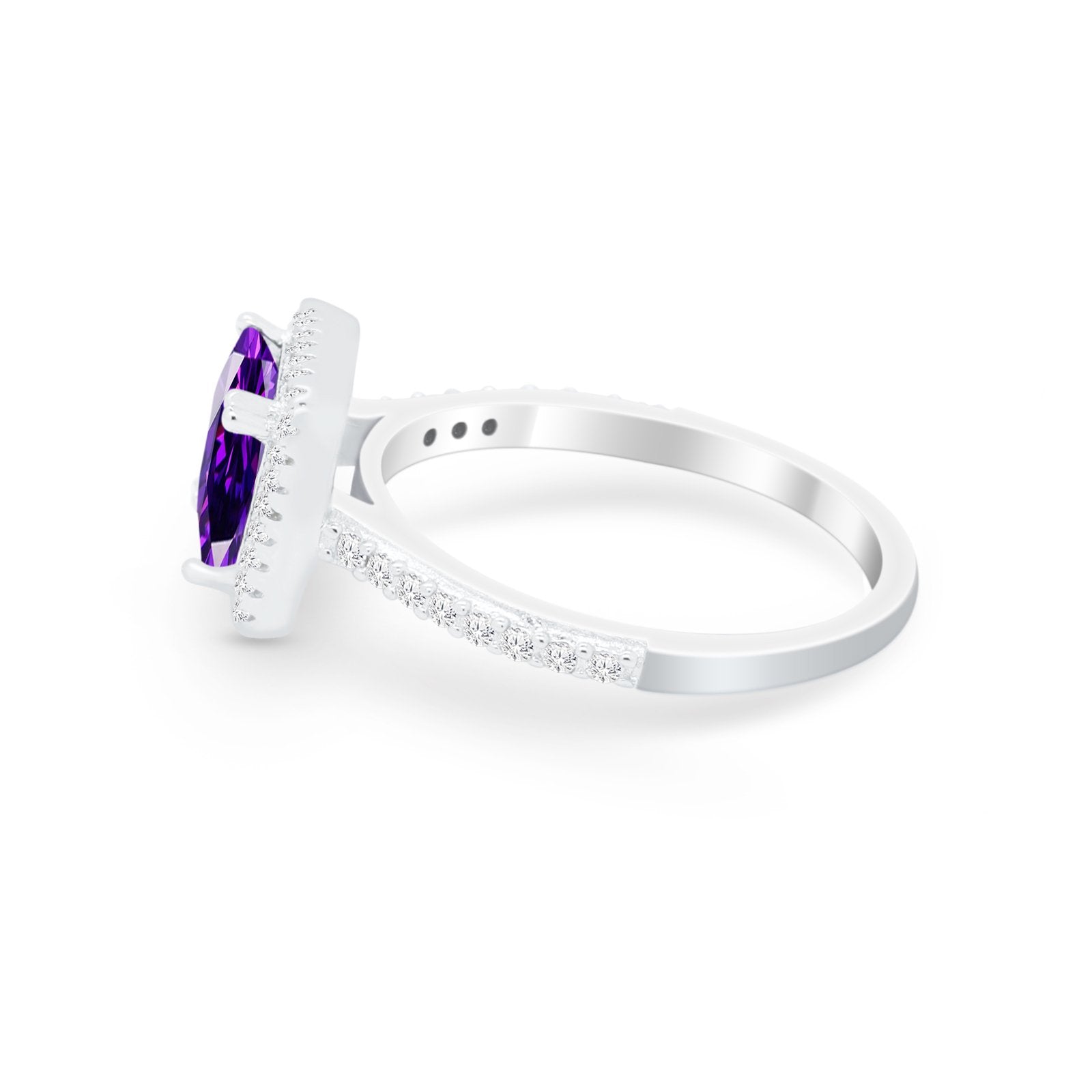 Halo Princess Cut Wedding Ring Simulated Cubic Zirconia 925 Sterling Silver