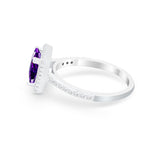 Halo Princess Cut Wedding Ring Simulated Cubic Zirconia 925 Sterling Silver