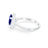 Halo Princess Cut Wedding Ring Simulated Cubic Zirconia 925 Sterling Silver