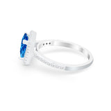 Halo Princess Cut Wedding Ring Simulated Cubic Zirconia 925 Sterling Silver