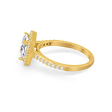 Halo Princess Cut Wedding Ring Simulated Cubic Zirconia 925 Sterling Silver