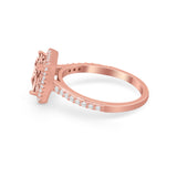 Halo Princess Cut Wedding Ring Simulated Cubic Zirconia 925 Sterling Silver
