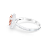 Halo Princess Cut Wedding Ring Simulated Cubic Zirconia 925 Sterling Silver