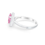 Halo Princess Cut Wedding Ring Simulated Cubic Zirconia 925 Sterling Silver