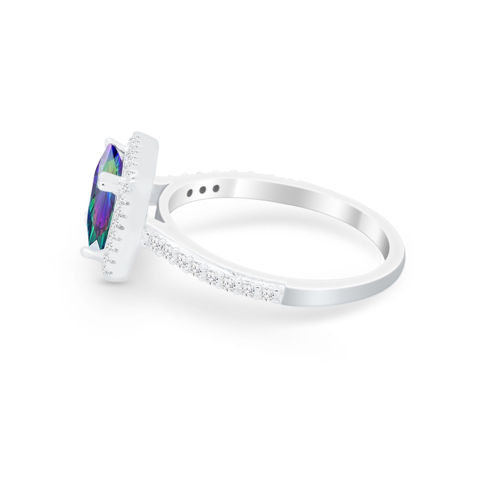Halo Princess Cut Wedding Ring Simulated Cubic Zirconia 925 Sterling Silver