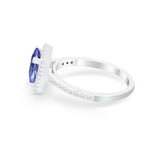 Halo Princess Cut Wedding Ring Simulated Cubic Zirconia 925 Sterling Silver