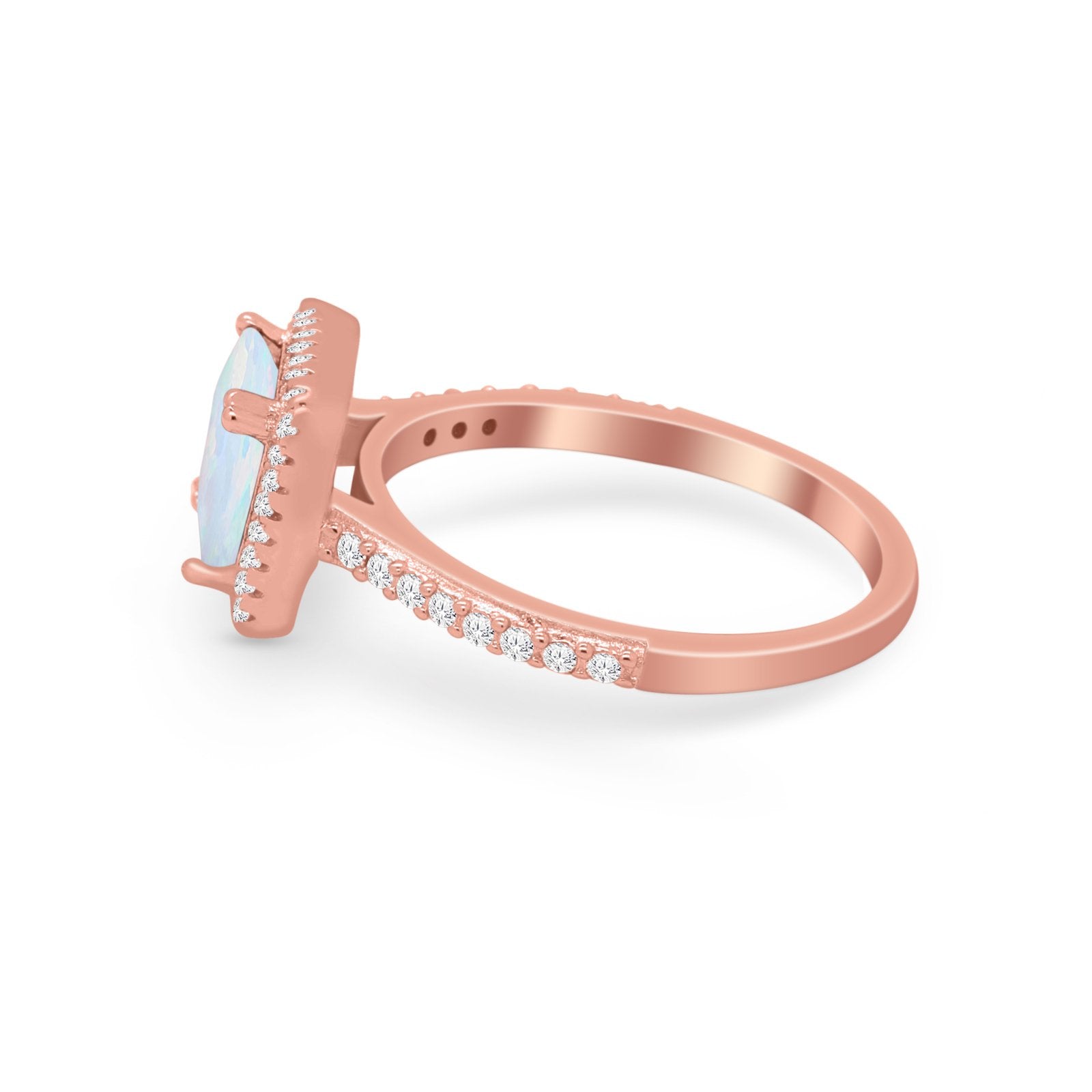 Halo Princess Cut Wedding Ring Simulated Cubic Zirconia 925 Sterling Silver