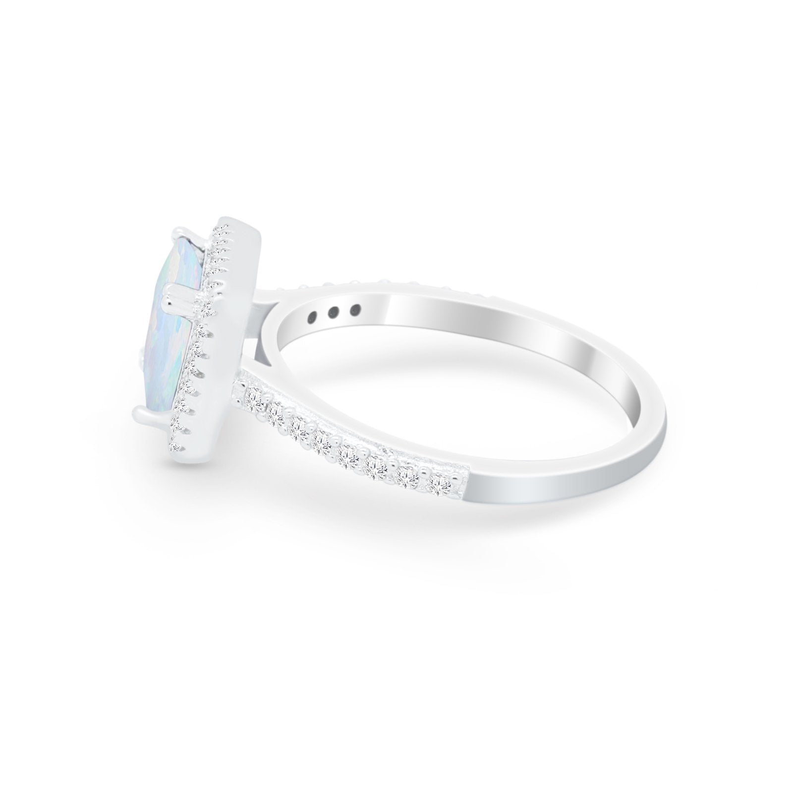 Halo Princess Cut Wedding Ring Simulated Cubic Zirconia 925 Sterling Silver